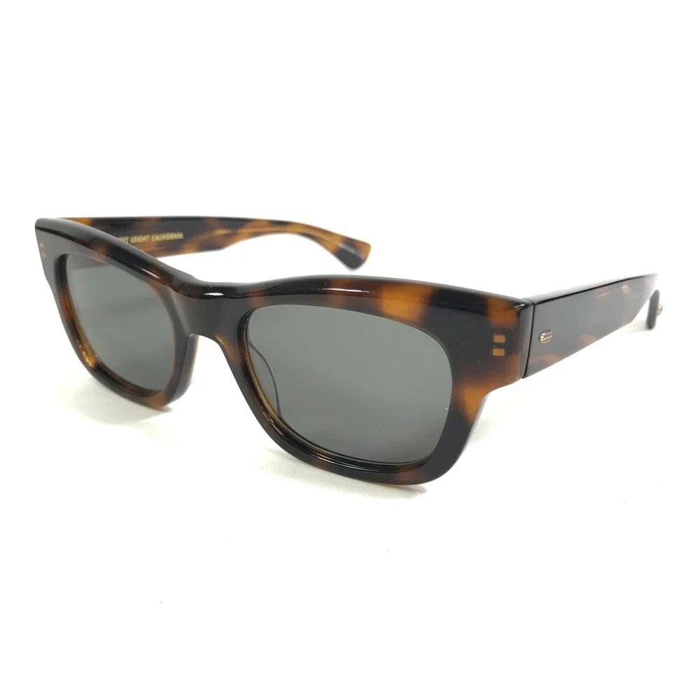 Garrett Leight Sunglasses WOZ SPBRNSH Shiny Tortoise Frames with Gray Lenses